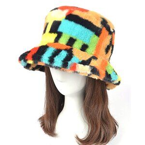 BNWT Mix Color Faux Fur Bucket Hat